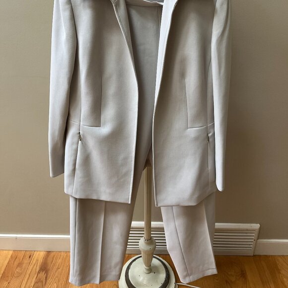 KASPER 12 Neutral Off-white Greige Cream 2-piece All-Lined Jacket Pant SUIT - Picture 9 of 9